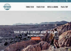 How travelnevada.com looks like on a tablet such as an iPad.