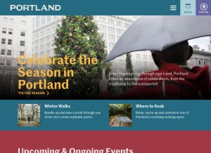 How travelportland.com looks like on a tablet such as an iPad.