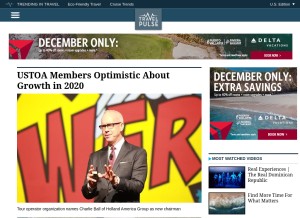 How travelpulse.com looks like on a tablet such as an iPad.