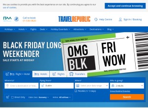 How travelrepublic.ie looks like on a tablet such as an iPad.