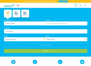 How travelup.com looks like on a tablet such as an iPad.