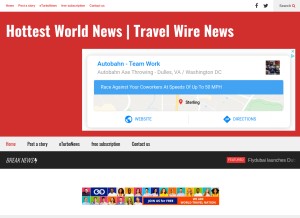 How travelwirenews.com looks like on a tablet such as an iPad.