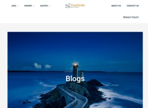How travfinds.com looks like on a tablet such as an iPad.