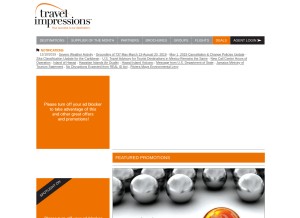 How travimp.com looks like on a tablet such as an iPad.