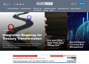 How treasuryandrisk.com looks like on a tablet such as an iPad.