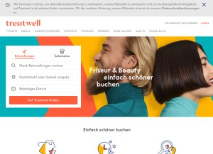 How treatwell.at looks like on a tablet such as an iPad.