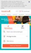 How treatwell.be looks like on a mobile device such as an iPhone.