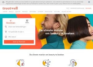 How treatwell.be looks like on a tablet such as an iPad.