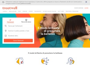How treatwell.it looks like on a tablet such as an iPad.