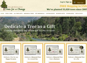 How treesforachange.com looks like on a tablet such as an iPad.