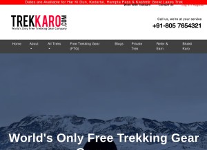How trekkaro.com looks like on a tablet such as an iPad.