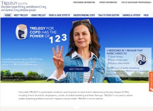 How trelegy.com looks like on a tablet such as an iPad.