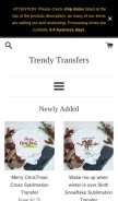 How trendytransfers.com looks like on a mobile device such as an iPhone.
