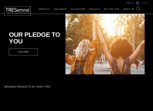 How tresemme.com looks like on a tablet such as an iPad.