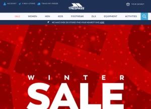 How trespass.com looks like on a tablet such as an iPad.