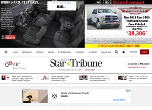 How trib.com looks like on a tablet such as an iPad.