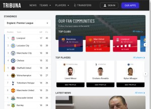 How tribuna.com looks like on a tablet such as an iPad.