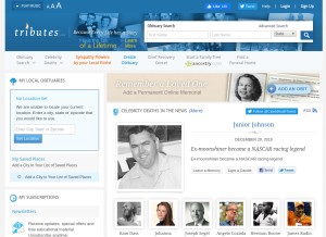How tributes.com looks like on a tablet such as an iPad.