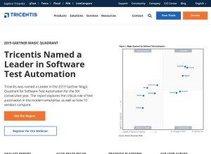 How tricentis.com looks like on a tablet such as an iPad.