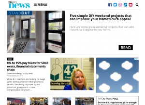 How tricitynews.com looks like on a tablet such as an iPad.