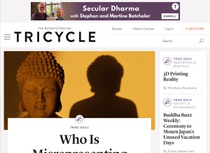 How tricycle.org looks like on a tablet such as an iPad.