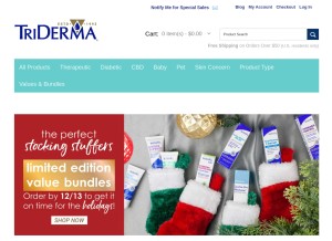 How triderma.com looks like on a tablet such as an iPad.