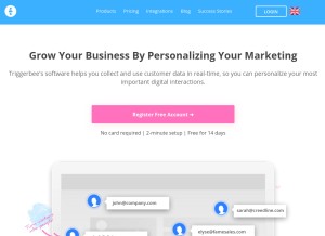 How triggerbee.com looks like on a tablet such as an iPad.