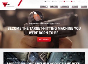 How trijicon.com looks like on a tablet such as an iPad.