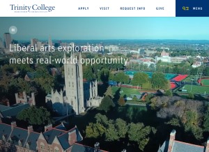 How trincoll.edu looks like on a tablet such as an iPad.