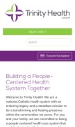 How trinity-health.org looks like on a mobile device such as an iPhone.