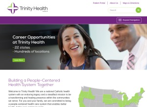 How trinity-health.org looks like on a tablet such as an iPad.