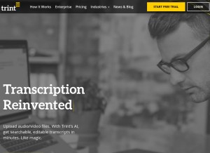 How trint.com looks like on a tablet such as an iPad.