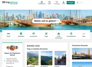 How tripadvisor.de looks like on a tablet such as an iPad.