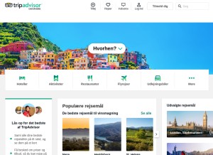 How tripadvisor.dk looks like on a tablet such as an iPad.