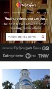 How tripexpert.com looks like on a mobile device such as an iPhone.