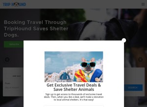 How triphound.net looks like on a tablet such as an iPad.