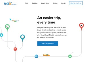 How tripit.com looks like on a tablet such as an iPad.