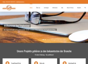 How triplemind.com looks like on a tablet such as an iPad.