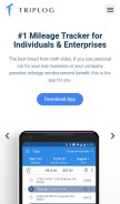 How triplogmileage.com looks like on a mobile device such as an iPhone.