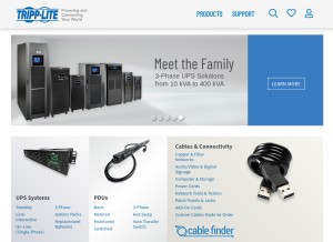 How tripplite.com looks like on a tablet such as an iPad.
