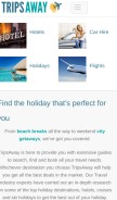 How tripsaway.net looks like on a mobile device such as an iPhone.