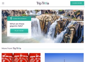 How triptrivia.com looks like on a tablet such as an iPad.