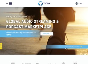 How tritondigital.com looks like on a tablet such as an iPad.