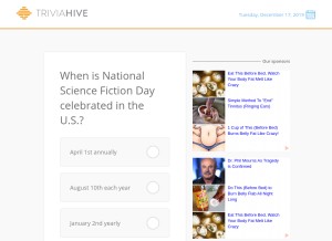 How triviahive.com looks like on a tablet such as an iPad.