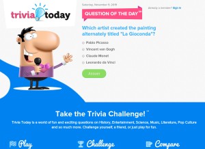 How triviatoday.com looks like on a tablet such as an iPad.