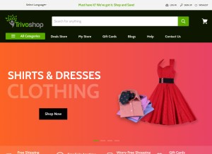 How trivoshop.com looks like on a tablet such as an iPad.