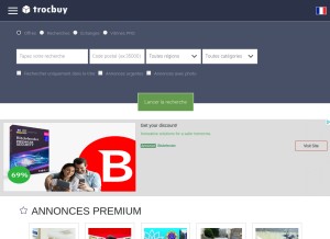 How trocbuy.fr looks like on a tablet such as an iPad.