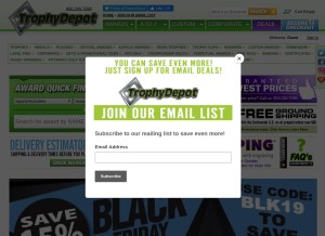 How trophydepot.com looks like on a tablet such as an iPad.