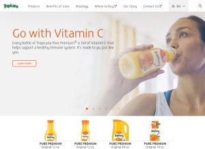 How tropicana.com looks like on a tablet such as an iPad.