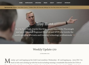 How troyhunt.com looks like on a tablet such as an iPad.